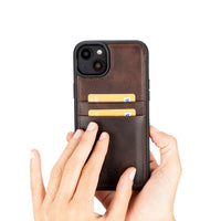 Flex Cover Leather Back Case with Card Holder for iPhone 14 (6.1") - BROWN