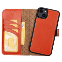 Magic Magnetic Detachable Leather Wallet Case with RFID for iPhone 14 (6.1") - TAN