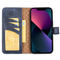 Magic Magnetic Detachable Leather Wallet Case with RFID for iPhone 14 Plus (6.7") - NAVY BLUE