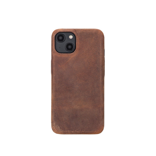 Rock Cover Leather Back Case for iPhone 14 Plus (6.7") - BROWN