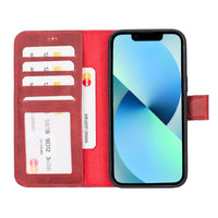 Liluri Magnetic Detachable Leather Wallet Case for iPhone 14 Plus (6.7") - RED