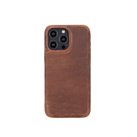 Rock Cover Leather Back Case for iPhone 14 Pro (6.1") - BROWN