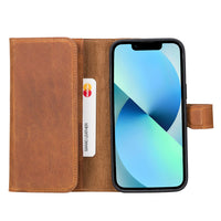 Santa Magnetic Detachable Leather Wallet Case for iPhone 14 Pro (6.1") - TAN