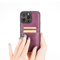 Flex Cover Leather Back Case with Card Holder for iPhone 14 Pro (6.1") - PURPLE