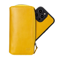 Pouch Magnetic Detachable Leather Wallet Case for iPhone 14 Pro Max (6.7") - MUSTARD
