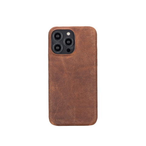 Ultimate Jacket Leather Phone Case for iPhone 14 Pro (6.1") - BROWN