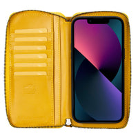 Pouch Magnetic Detachable Leather Wallet Case for iPhone 14 Pro (6.1") - MUSTARD