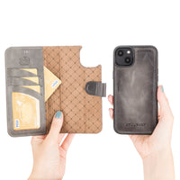 Magic Magnetic Detachable Leather Wallet Case with RFID for iPhone 14 (6.1") - GRAY