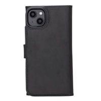 SANTA Magnetic Detachable Leather Wallet Case for iPhone 14 (6.1") - BLACK