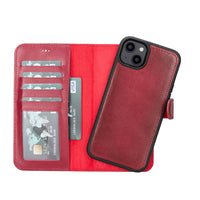 Magic Magnetic Detachable Leather Wallet Case with RFID for iPhone 14 (6.1") - RED
