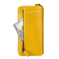 Pouch Magnetic Detachable Leather Wallet Case for iPhone 14 Pro Max (6.7") - MUSTARD