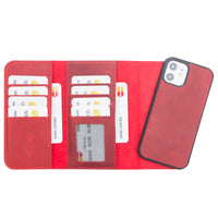 Santa Magnetic Detachable Leather Wallet Case for iPhone 12 (6.1") - RED - saracleather