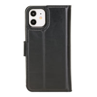 Wallet Folio Leather Case with RFID for iPhone 12 (6.1") - BLACK - saracleather