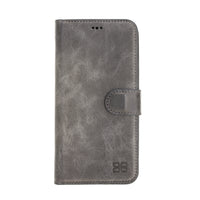 Magic Magnetic Detachable Leather Wallet Case with RFID for iPhone 12 Mini (5.4") - GRAY - saracleather