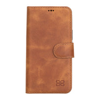 Magic Magnetic Detachable Leather Wallet Case with RFID for iPhone 12 Mini (5.4") - TAN - saracleather