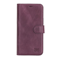 Magic Magnetic Detachable Leather Wallet Case with RFID for iPhone 12 Mini (5.4") - PURPLE - saracleather