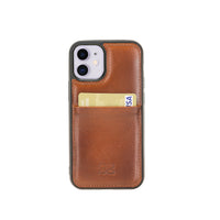 Flex Cover Leather Back Case with Card Holder for iPhone 12 Mini (5.4") - EFFECT BROWN - saracleather