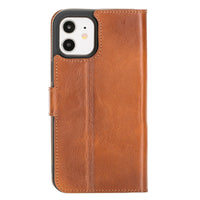 Wallet Folio Leather Case with RFID for iPhone 12 Mini (5.4") - EFFECT BROWN - saracleather