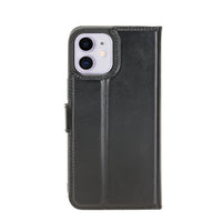 Magic Magnetic Detachable Leather Wallet Case with RFID for iPhone 12 Mini (5.4") - BLACK - saracleather
