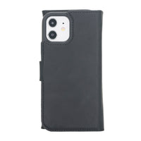 Santa Magnetic Detachable Leather Wallet Case for iPhone 12 Mini (5.4") - BLACK - saracleather