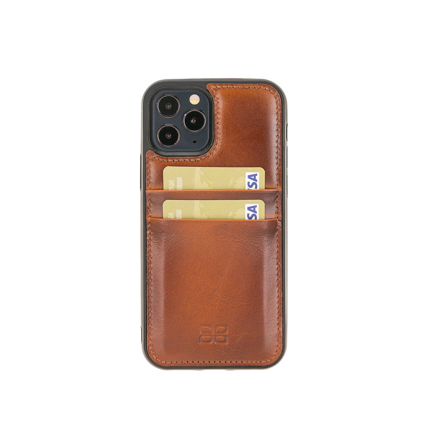 Flex Cover Leather Back Case with Card Holder for iPhone 12 Pro (6.1") - EFFECT BROWN - saracleather