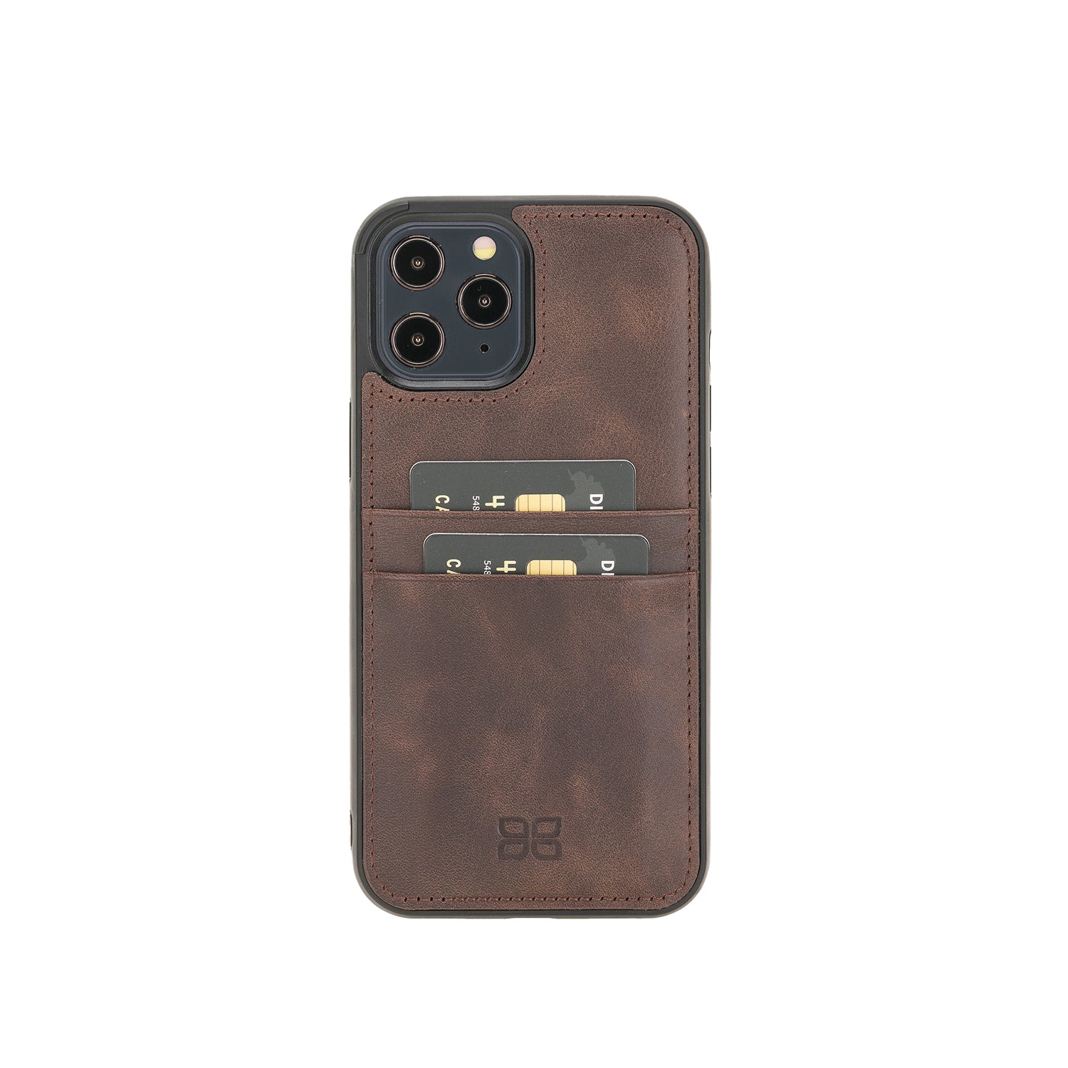 Flex Cover Leather Back Case with Card Holder for iPhone 12 Pro Max (6.7") - BROWN - saracleather