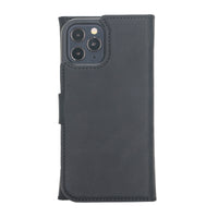 Santa Magnetic Detachable Leather Wallet Case for iPhone 12 Pro Max (6.7") - BLACK - saracleather