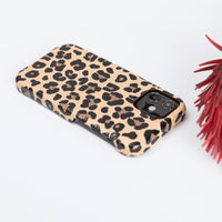 F360 Leather Back Cover Case for iPhone 12 (6.1") - LEOPARD PATTERNED - saracleather