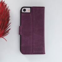 Magic Magnetic Detachable Leather Wallet Case for iPhone SE 2020 / 8 / 7 (4.7") - PURPLE - saracleather