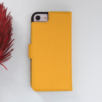 Magic Magnetic Detachable Leather Wallet Case for iPhone SE 2020 / 8 / 7 (4.7") - YELLOW - saracleather