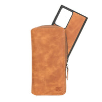 Pouch Magnetic Detachable Leather Wallet Case for Samsung Galaxy Note 20 Ultra 5G (6.9") - TAN - saracleather