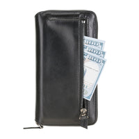 Pouch Magnetic Detachable Leather Wallet Case for Samsung Galaxy Note 20 / Note 20 5G (6.7") - BLACK - saracleather