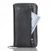 Pouch Magnetic Detachable Leather Wallet Case with RFID for Samsung Galaxy S21 Plus 5G (6.7") - BLACK - saracleather