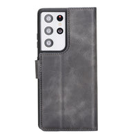 Magic Magnetic Detachable Leather Wallet Case with RFID for Samsung Galaxy S21 Ultra 5G (6.8") - GRAY - saracleather
