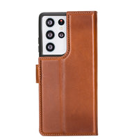 Magic Magnetic Detachable Leather Wallet Case with RFID for Samsung Galaxy S21 Ultra 5G (6.8") - EFFECT BROWN - saracleather