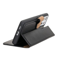 Magic Magnetic Detachable Leather Wallet Case with RFID for Samsung Galaxy S21 Ultra 5G (6.8") - BLACK - saracleather