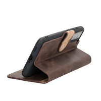 Wallet Folio Leather Case with RFID for Samsung Galaxy S21 5G (6.2") - BROWN - saracleather