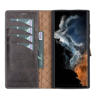 Magic Magnetic Detachable Leather RFID Blocker Wallet Case for Samsung Galaxy S22 Ultra (6.8") - GRAY