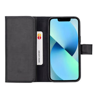 SANTA Magnetic Detachable Leather Wallet Case for iPhone 14 Plus (6.7") - BLACK