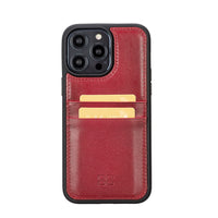 Flex Cover Leather Back Case with Card Holder for iPhone 14 Pro Max (6.7") - RED