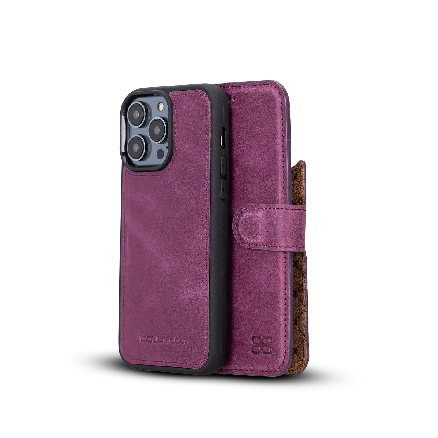 Magic Magnetic Detachable Leather Wallet Case with RFID for iPhone 14 Pro Max (6.7") - PURPLE