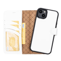 Magic Magnetic Detachable Leather Wallet Case with RFID for iPhone 14 (6.1") - WHITE