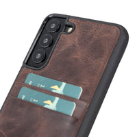 Flex Cover Leather Back Case with Card Holder for Samsung Galaxy S22 Plus (6.6") - BROWN