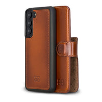 Magic Magnetic Detachable Leather RFID Blocker Wallet Case for Samsung Galaxy S22 Plus (6.6") - EFFECT TAN