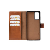 Magic Magnetic Detachable Leather Wallet Case for Samsung Galaxy Note 20 / Note 20 5G (6.7") - EFFECT BROWN - saracleather