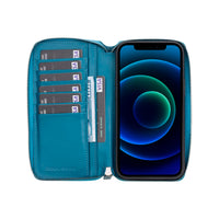 Pouch Magnetic Detachable Leather Wallet Case for iPhone 12 (6.1") - BLUE - saracleather