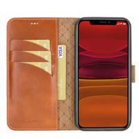 Magic Magnetic Detachable Leather Wallet Case with RFID for iPhone 12 Mini (5.4") - EFFECT BROWN - saracleather