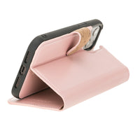 Magic Magnetic Detachable Leather Wallet Case with RFID for iPhone 12 Mini (5.4") - PINK - saracleather