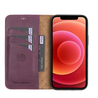 Magic Magnetic Detachable Leather Wallet Case with RFID for iPhone 12 Pro Max (6.7") - PURPLE - saracleather