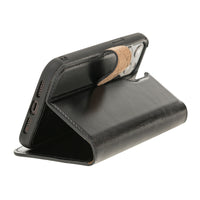 Magic Magnetic Detachable Leather Wallet Case with RFID for iPhone 12 Pro (6.1") - BLACK - saracleather